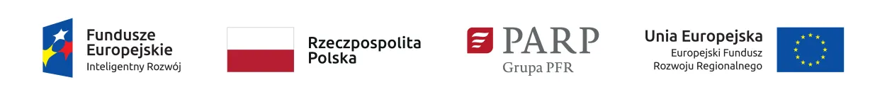 Logotypy: Fundusze Europejskie – Inteligentny Rozwój, Rzeczpospolita Polska, PARP – Grupa PFR, Unia Europejska – Europejski Fundusz Rozwoju Regionalnego